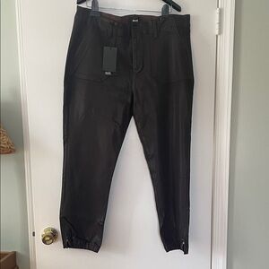 PAIGE Mayslie black cherry Leather Joggers